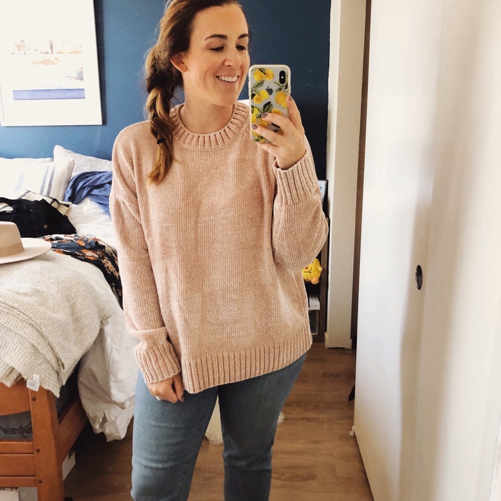 Forever 21 Cream Chenille Sweater